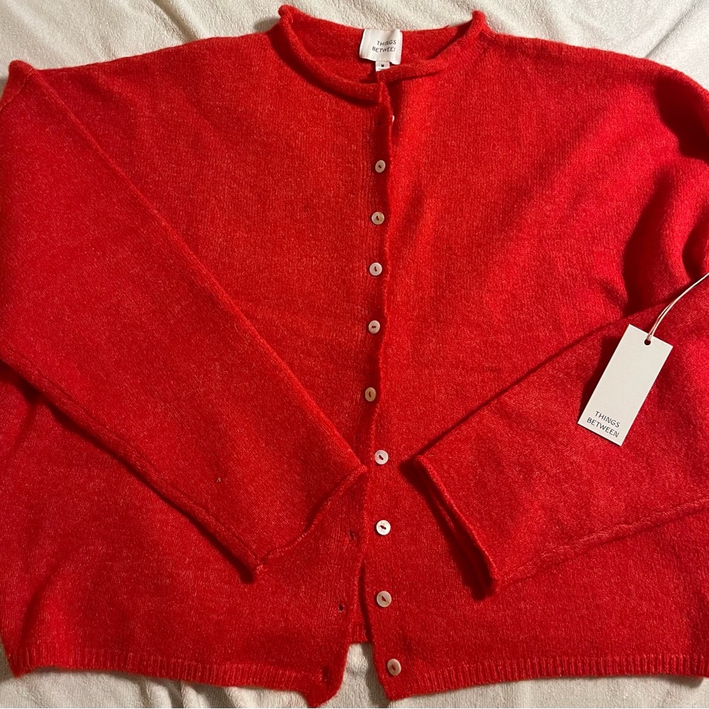 Thingsbetween Red Piper Cardigan NWT